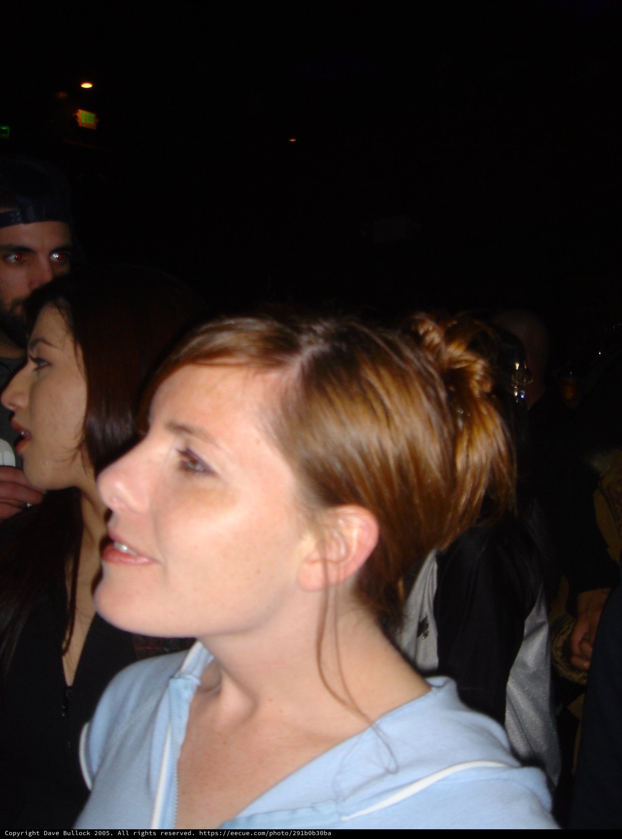 Woman with Braided Updo at Dimly Lit Indoor Event