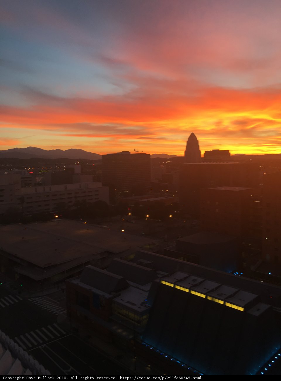 Sunset hues over the LA skyline