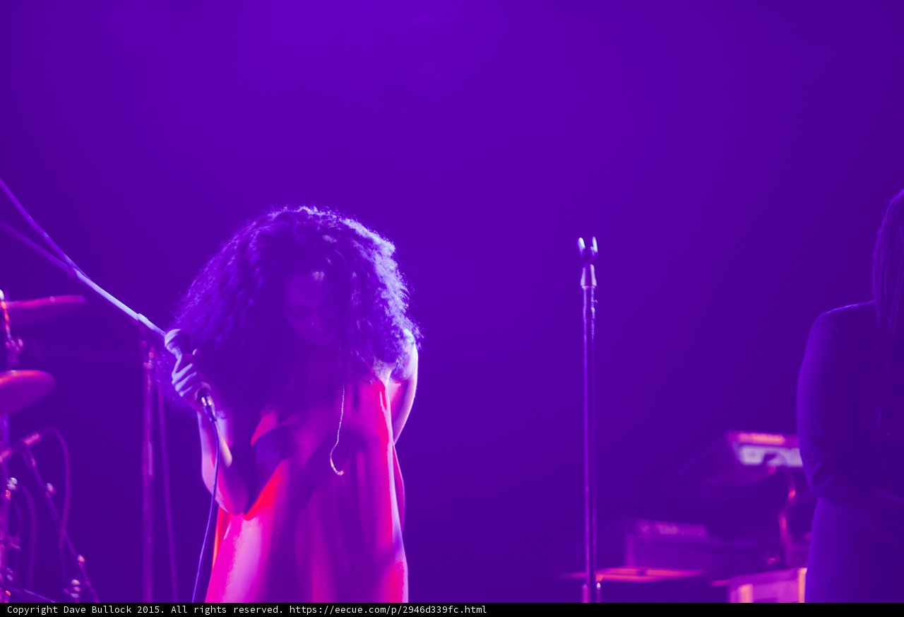 Solange From Behind Head Bowed Hair Covering Face Red Dress Purple