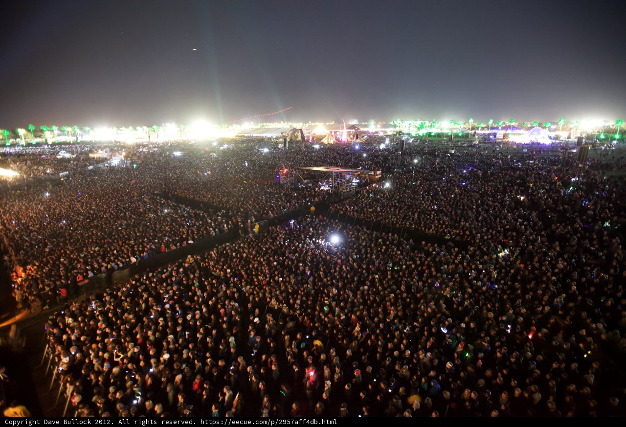 Illuminated Chaos: Concert-Goers Under the Night Sky