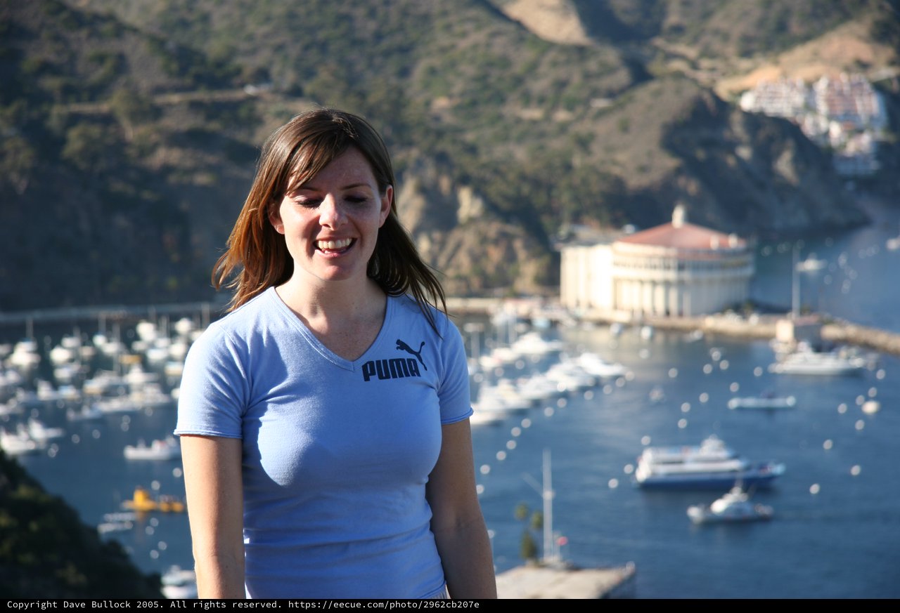 Smiling Woman Overlooking Catalina Island Harbor