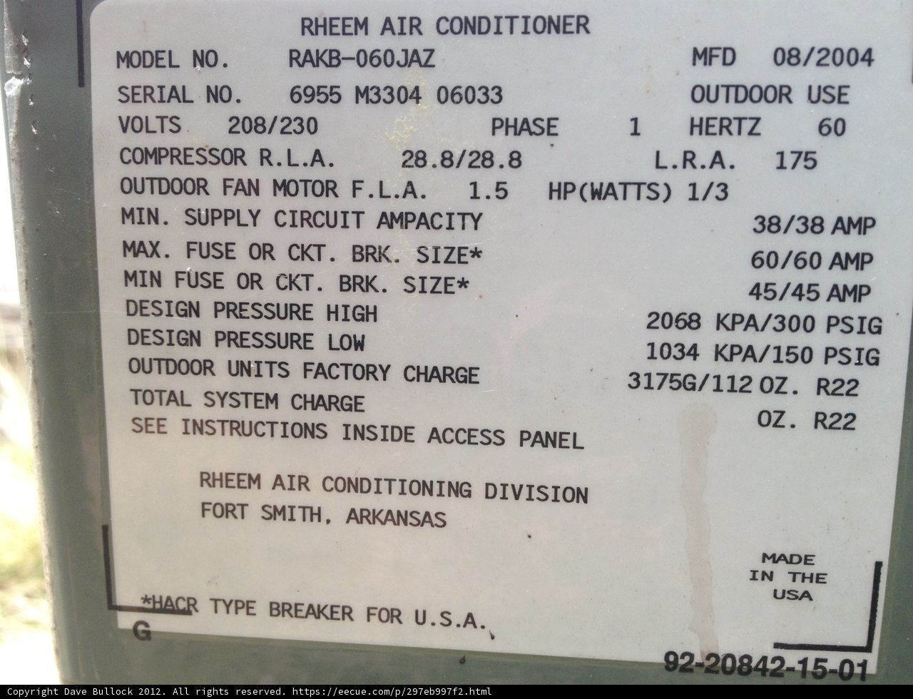 Fresh Air Condenser Label