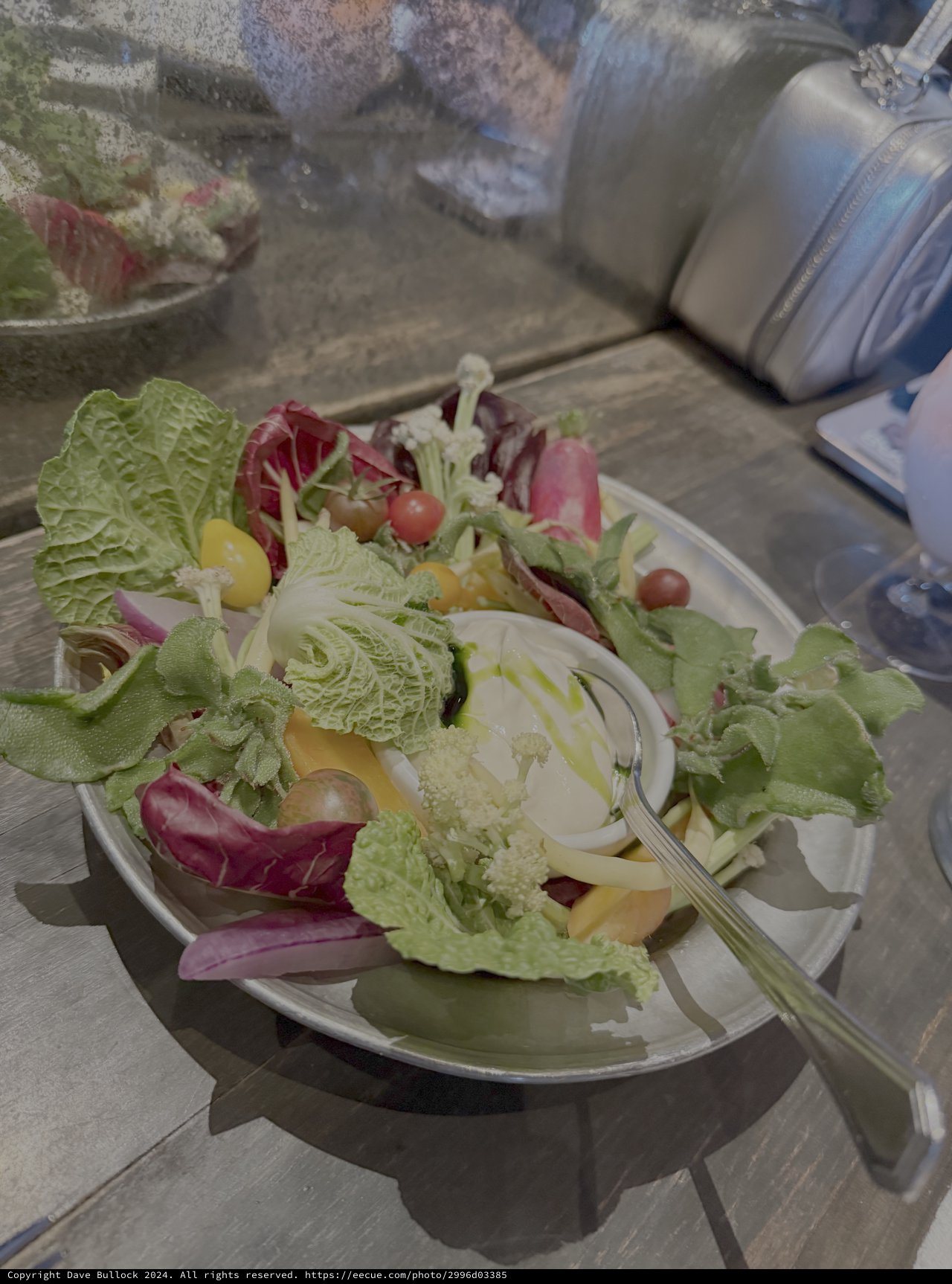 Fresh Mixed Salad on Glass Plate