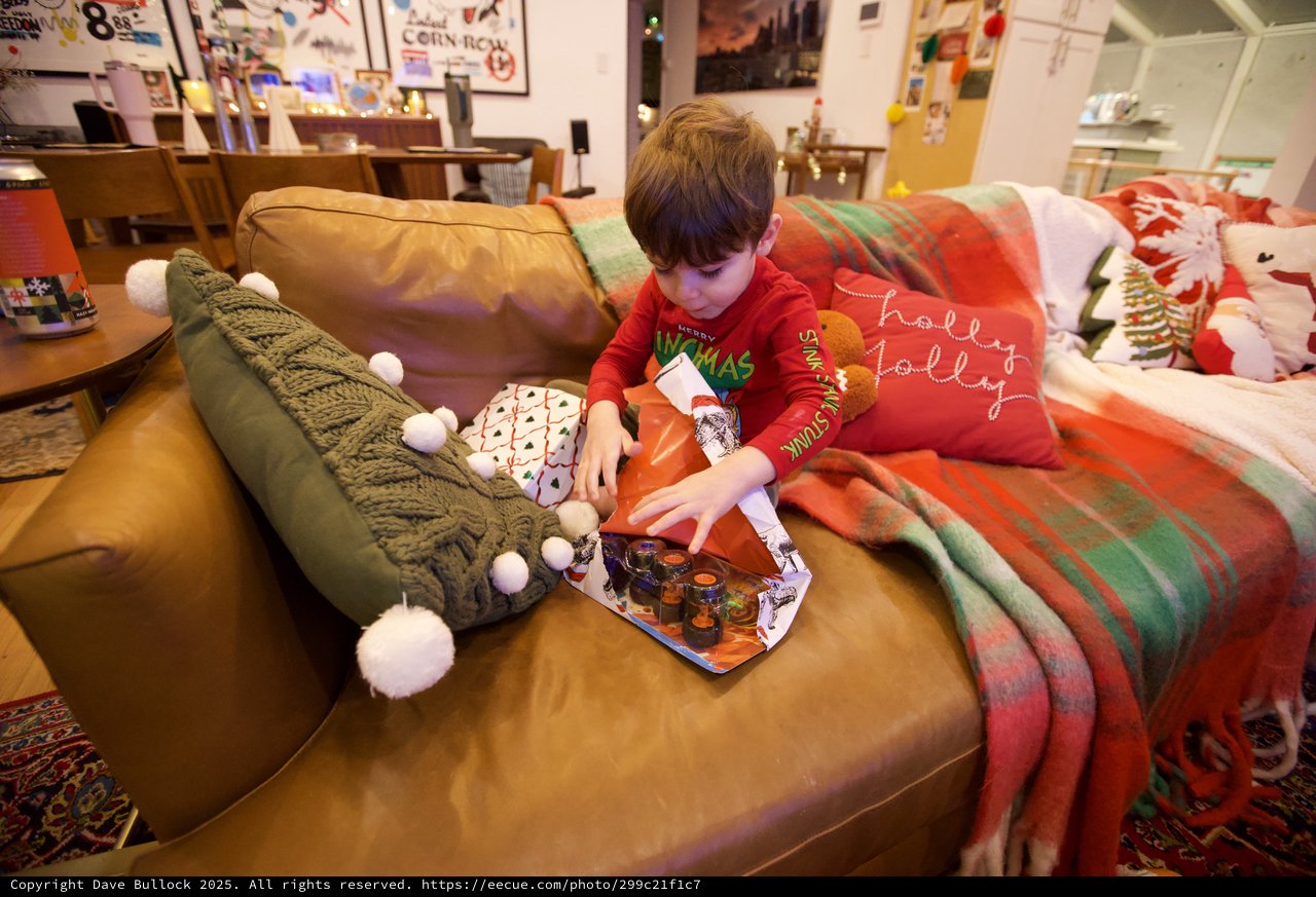 Christmas Morning Paint Set Unwrapping at Home
