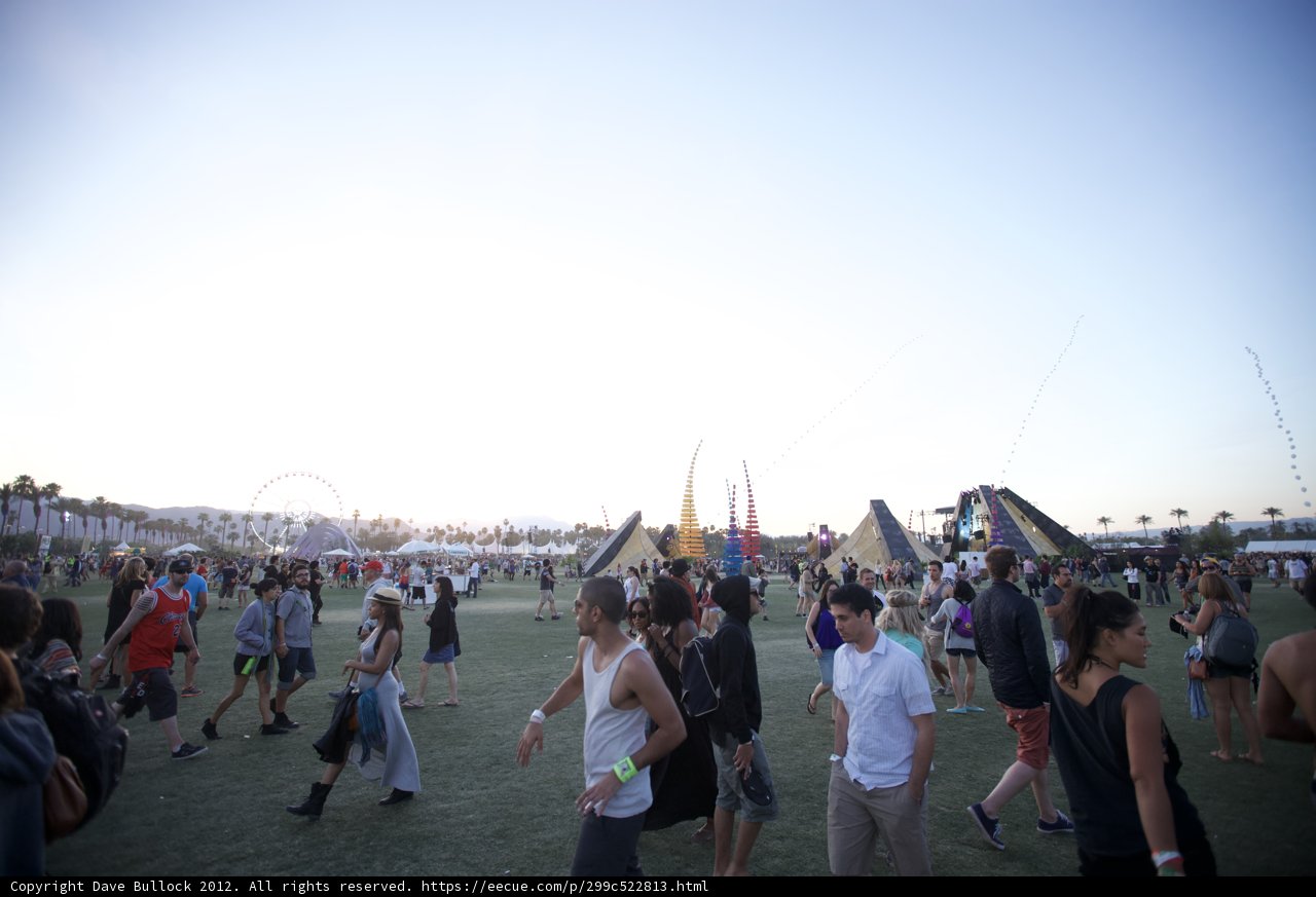 Festival-goers enjoying the sunny day