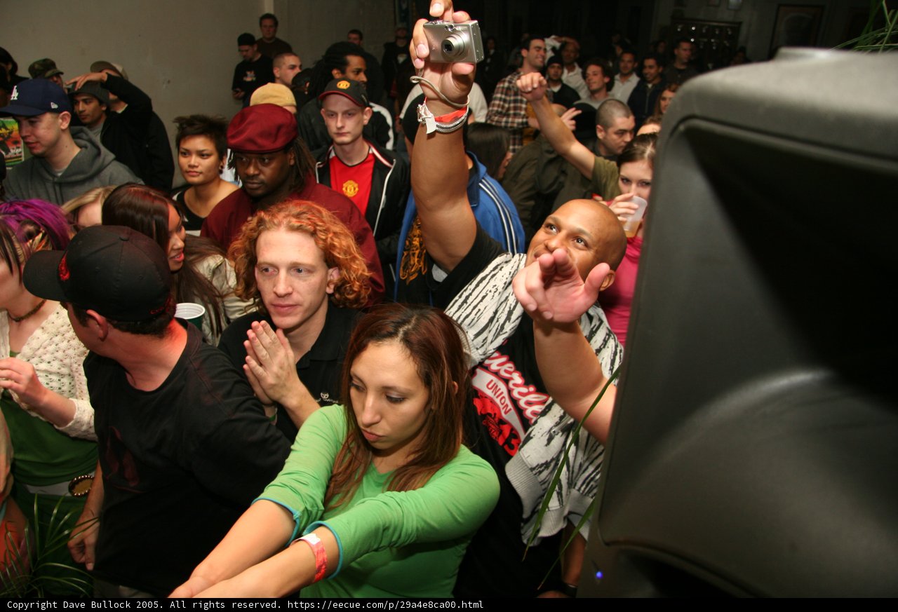 Partygoers groove to the beats of the DJ