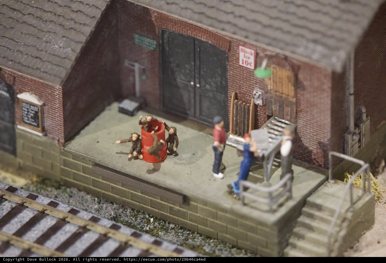 Miniature Ice House Diorama with Barrel of Monkeys