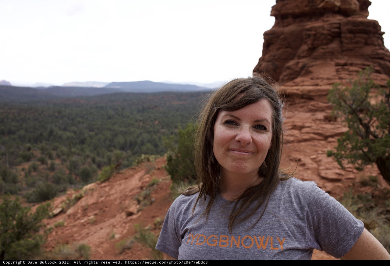 Woman Smiling at Red Rock Sedona Overlook