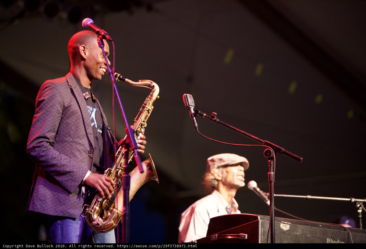 Musical Duo Entertains the Crowd with Saxophone and Keyboard