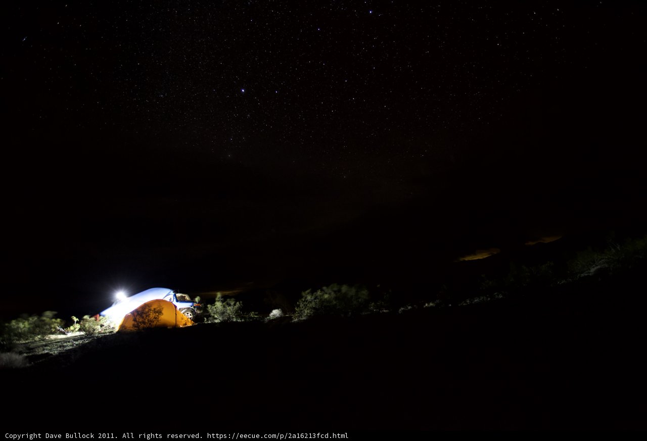 Mountain Tent Under Starry Night Sky