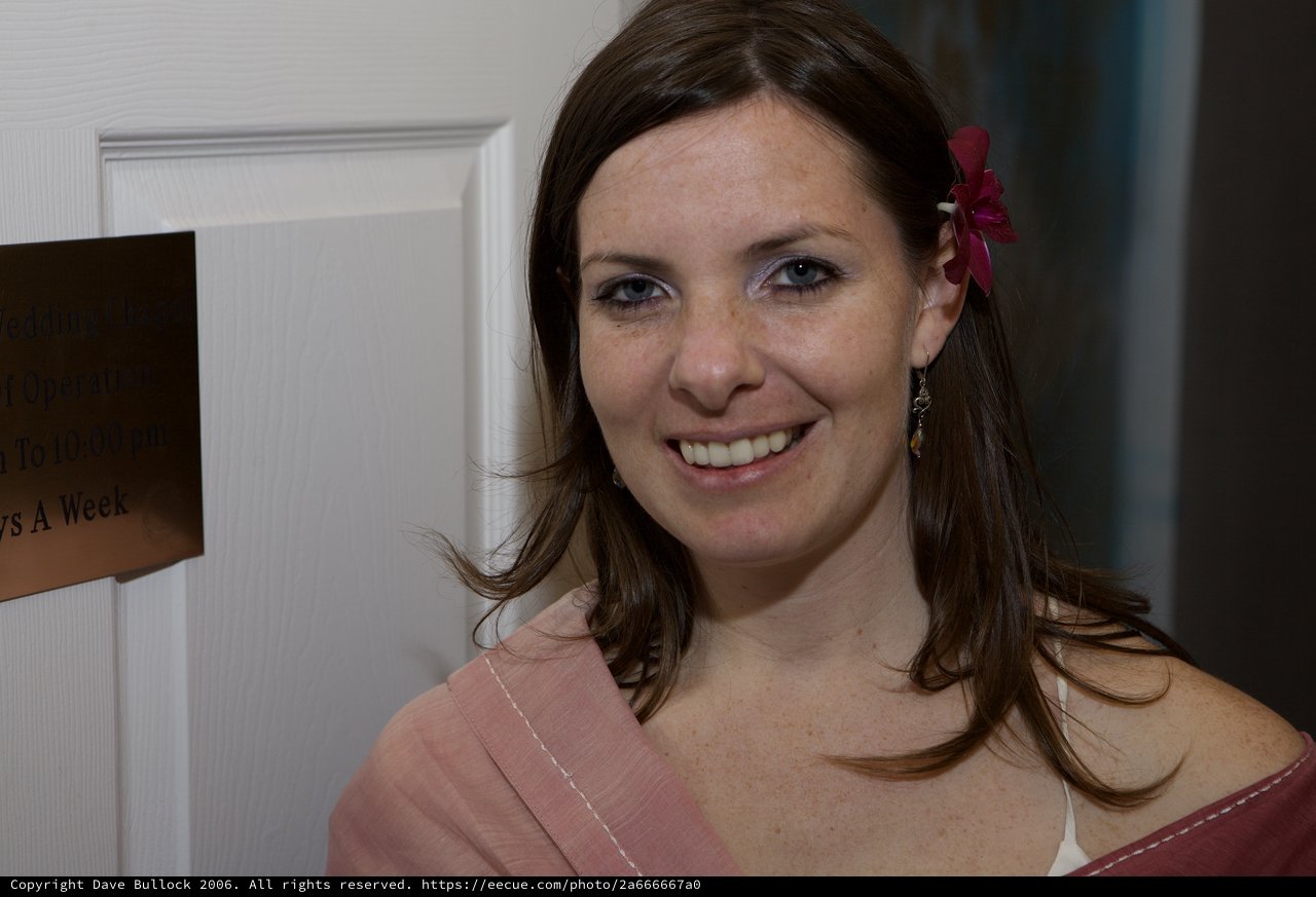 Smiling Bridesmaid With Flower in Her Hair