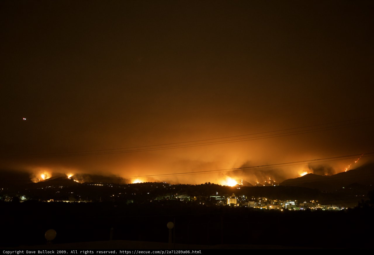 Aerial View of Station Fire at Night
