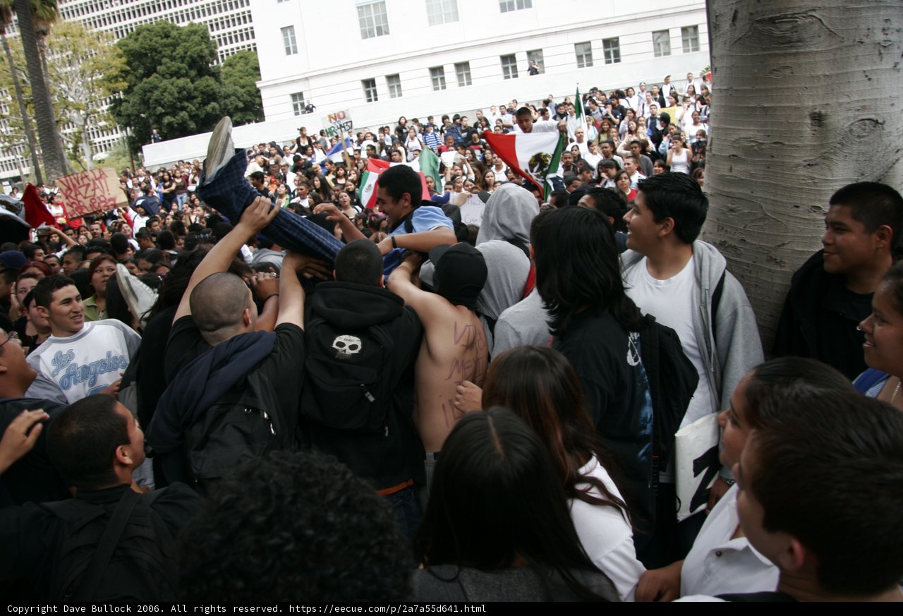 School Walkout Protesters Gather Around Tree