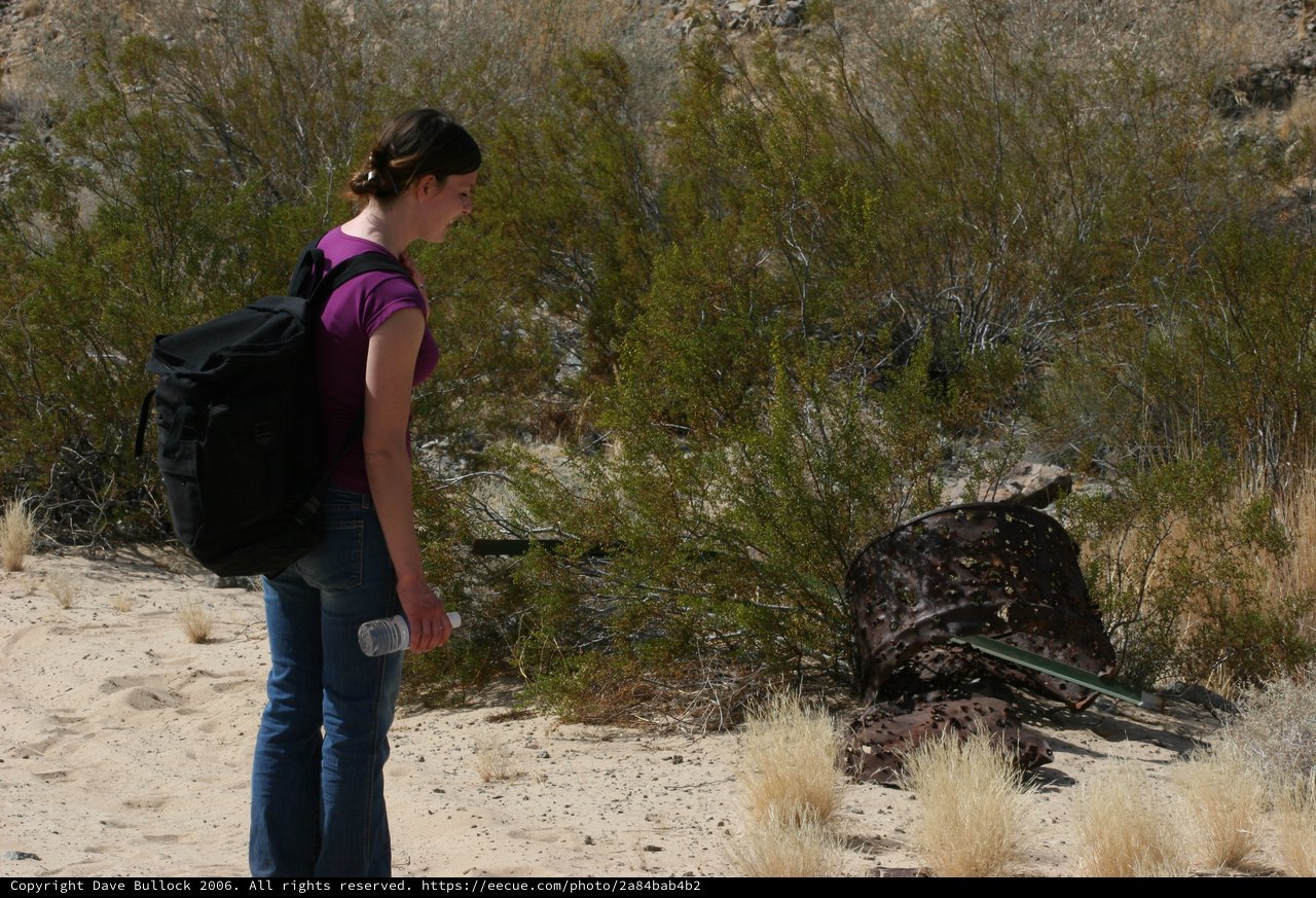 Desert Explorer Discovers Rusted Wreckage in Arid Wilderness