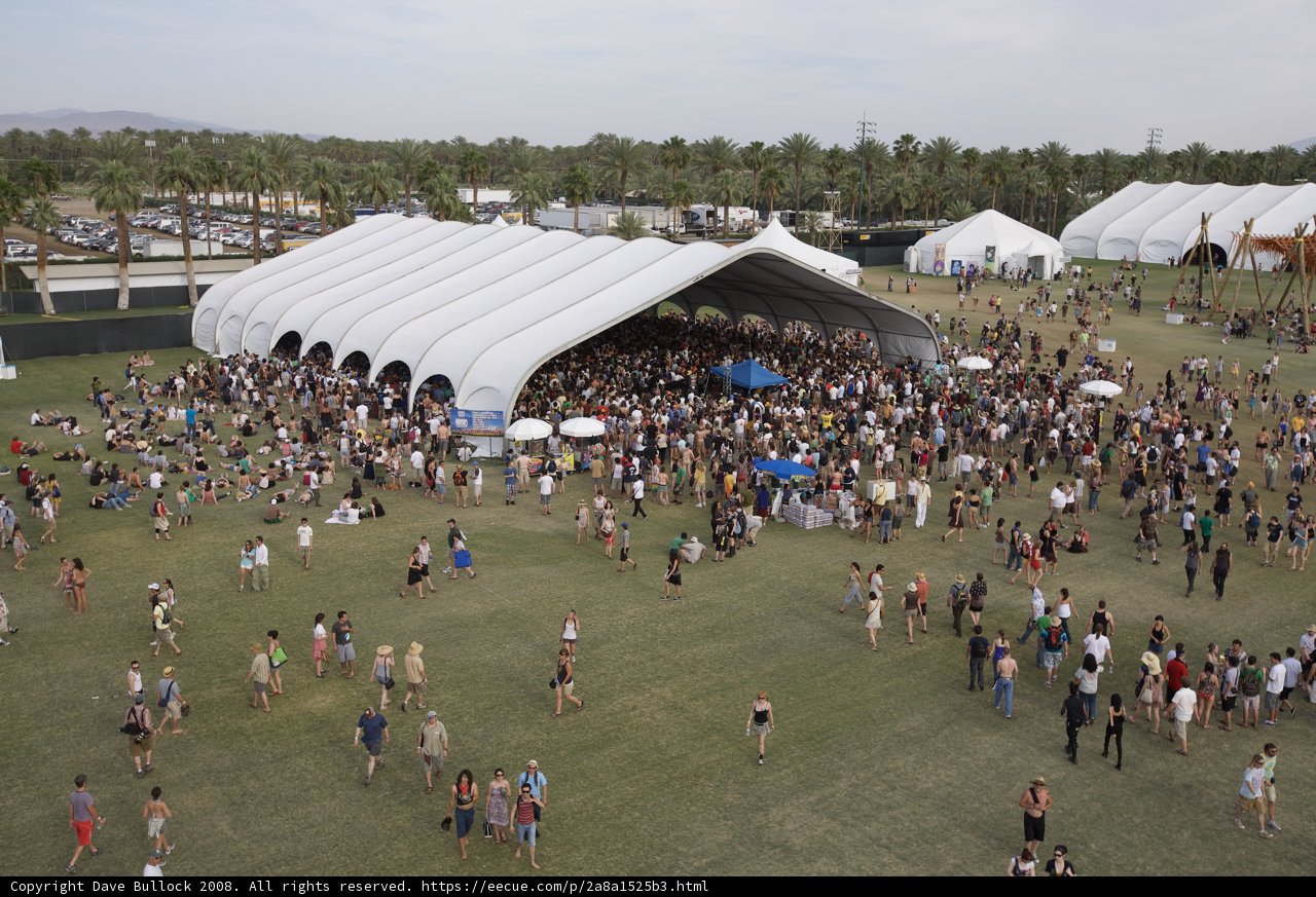 Coachella Crowd Gathers under a Tent