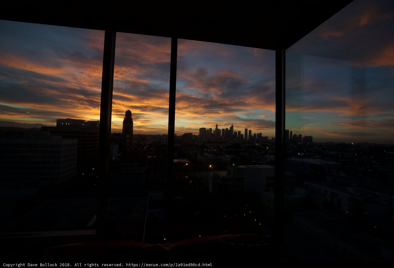Silhouette Sunset through Office Window