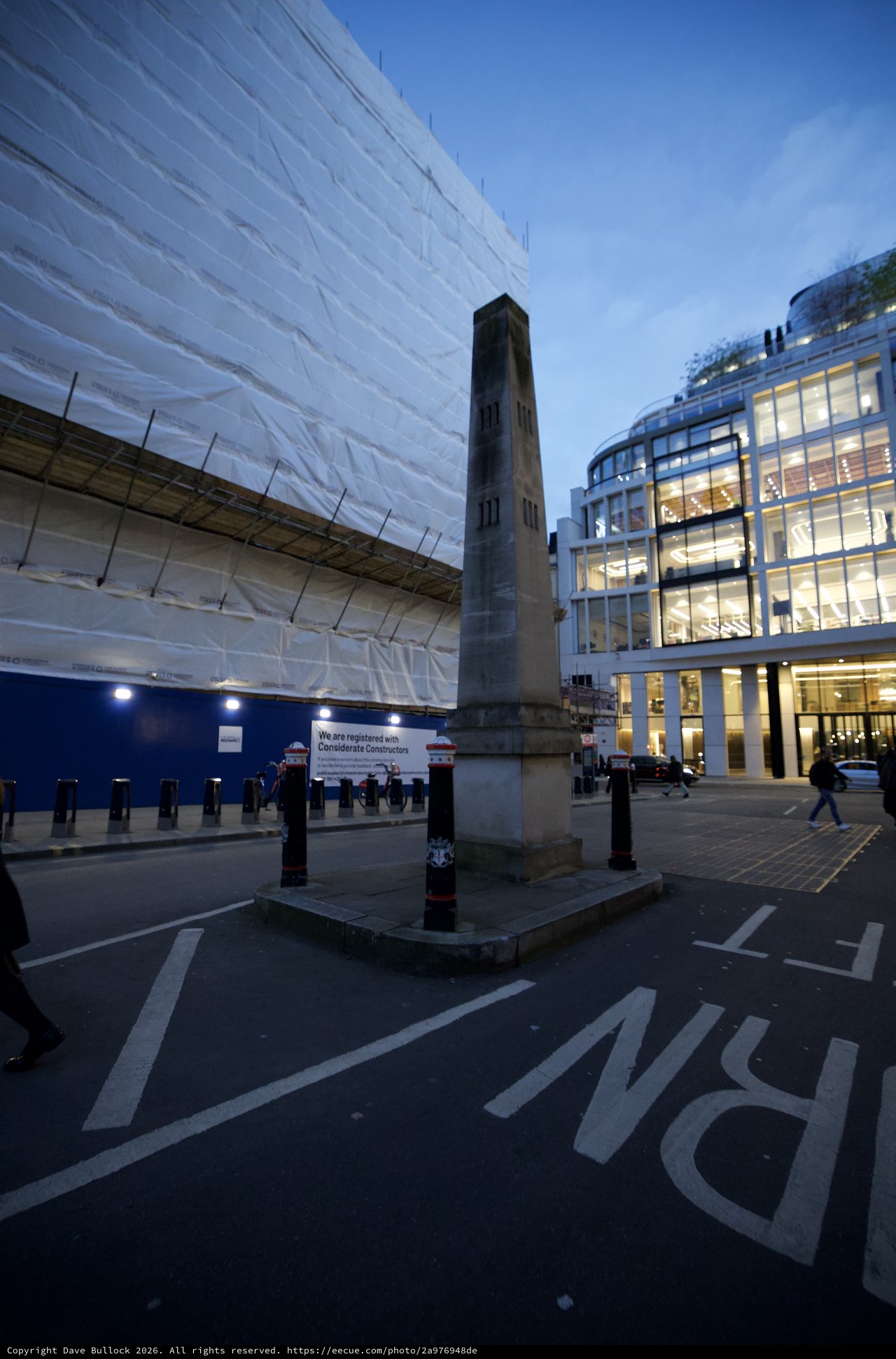 Urban Construction Scene at Dusk in London