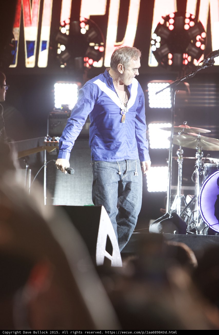 Morrissey Full Body Blue Shirt Bassist Glasses Drums LED Head Purple Silhouette UNITED Screen Crowd