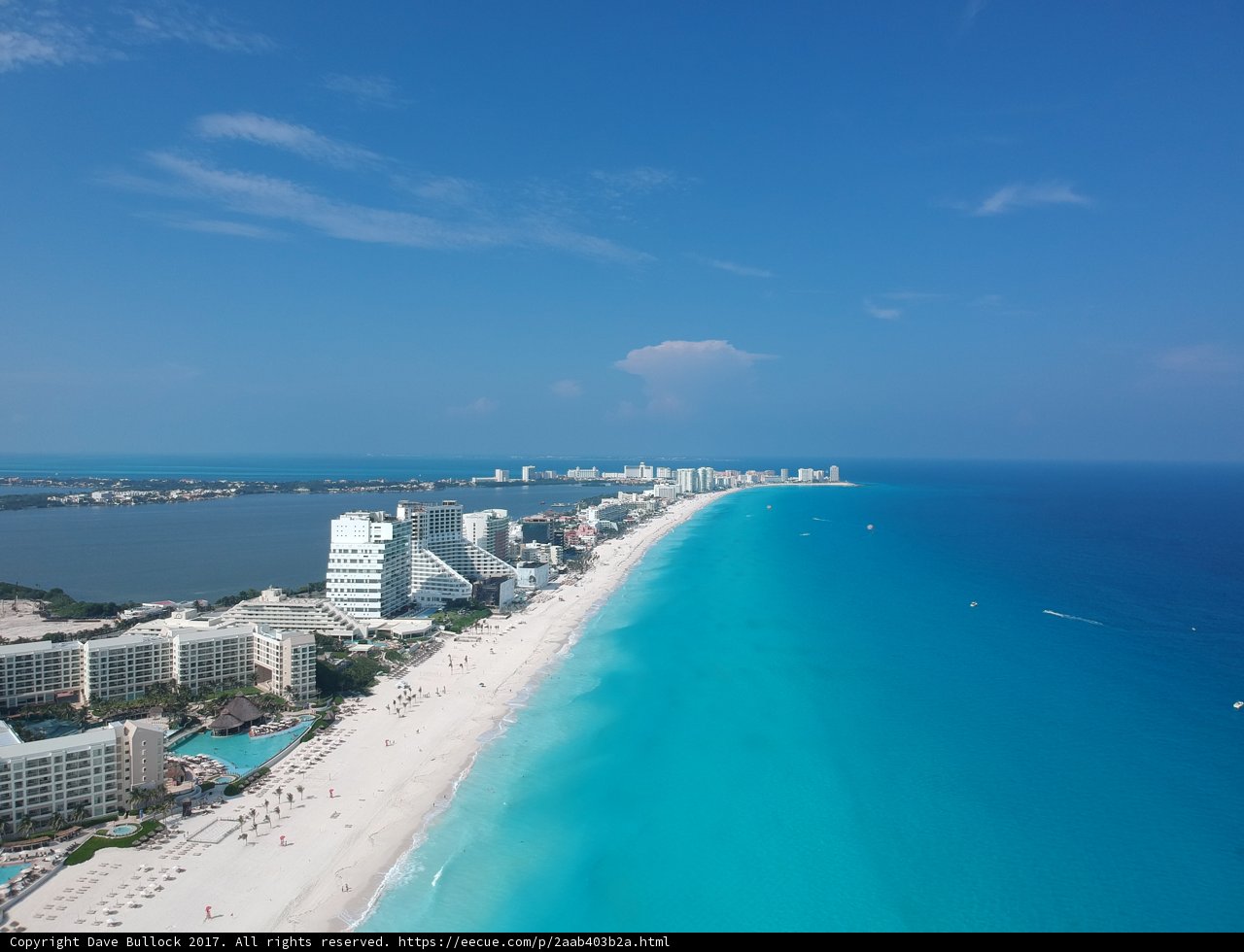 Aerial View of Cancun Beach and Cityscape