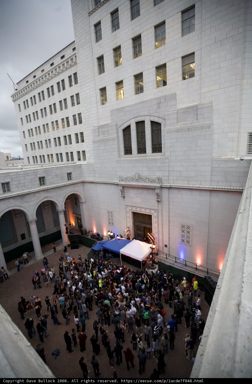 Arch of People and Office Building