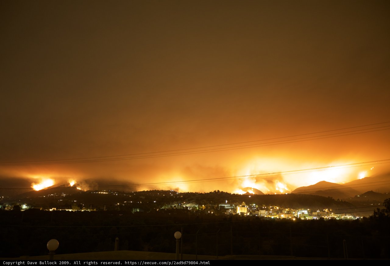 Aerial View of the Station Fire Burning in the Hills