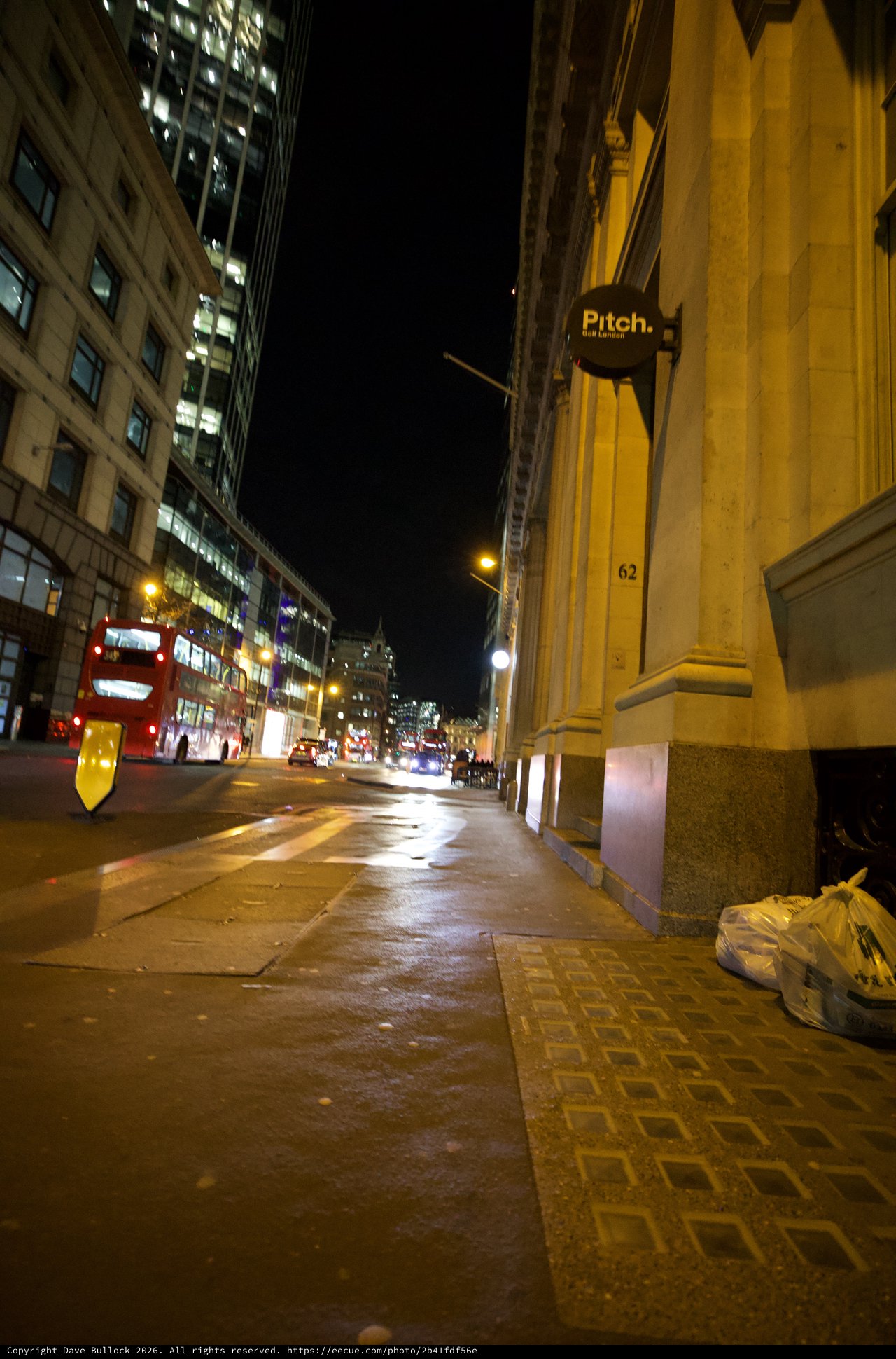 Night Street Scene on Wet London Pavement