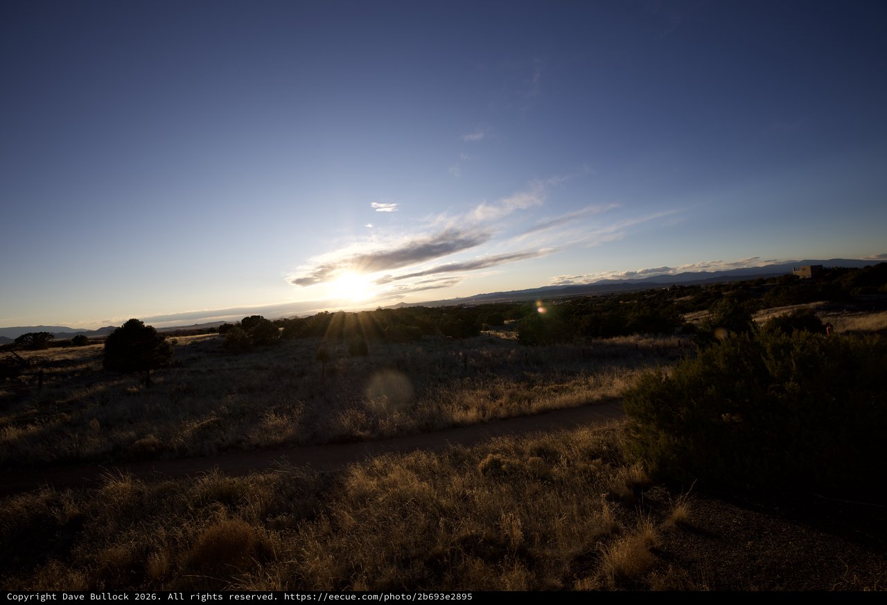 Golden Hour Sunset Over New Mexico Desert Landscape
