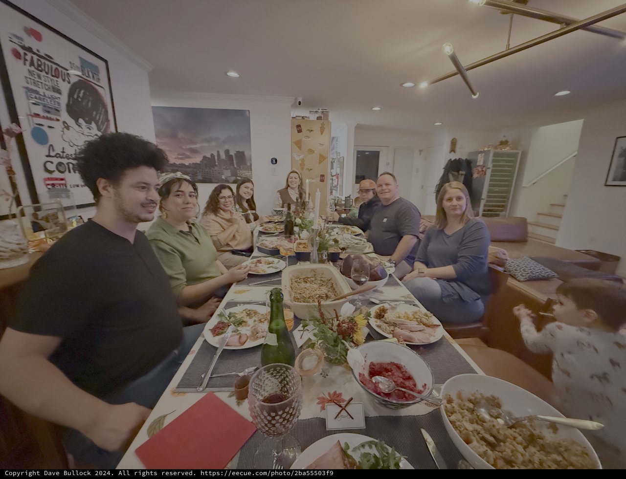 Family Thanksgiving Dinner Gathering Around Table