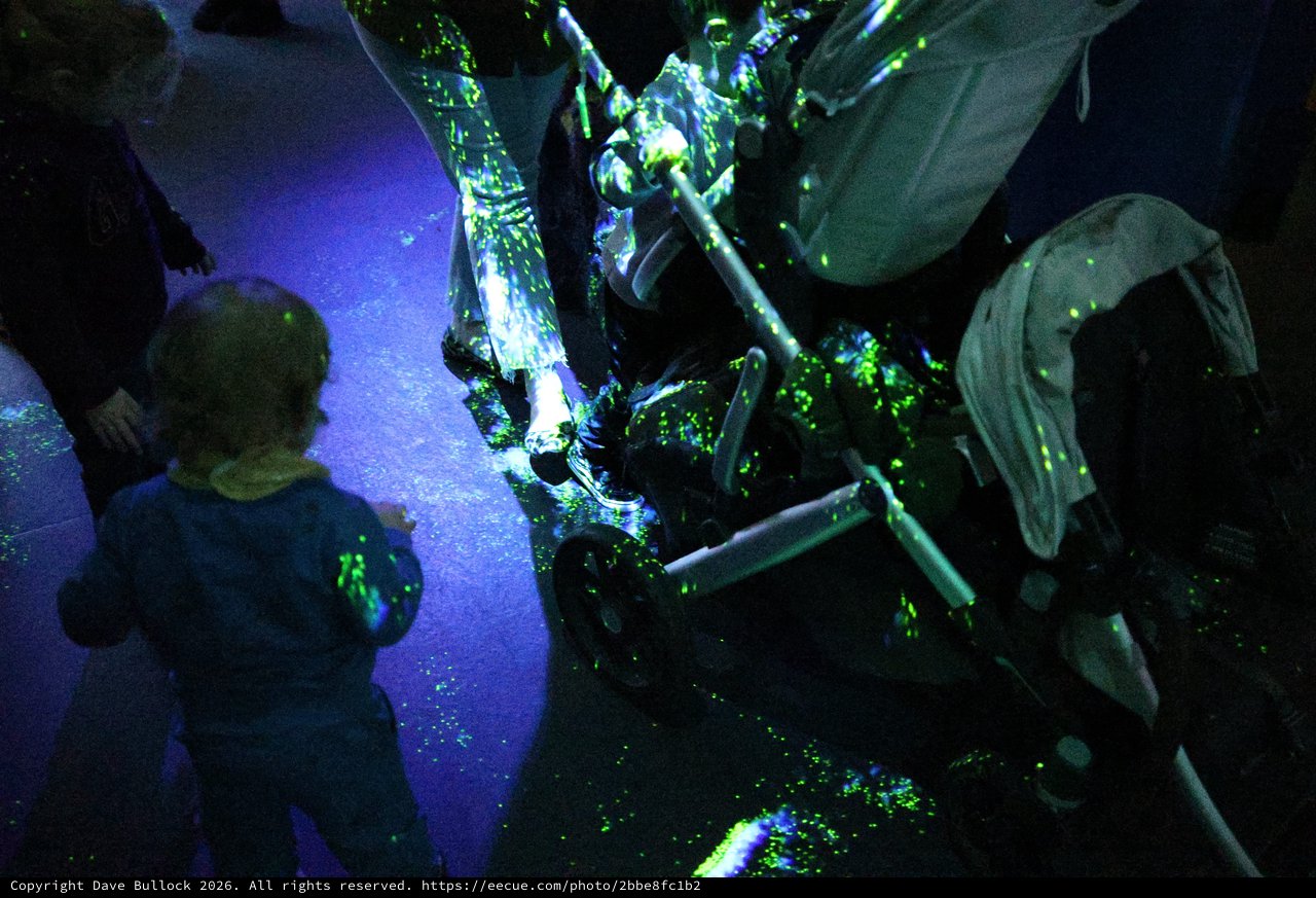 Dancing Under UV Light at Night Event