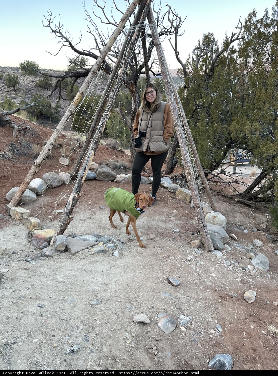 Man and his Dog at a Teepee in Sandia Park