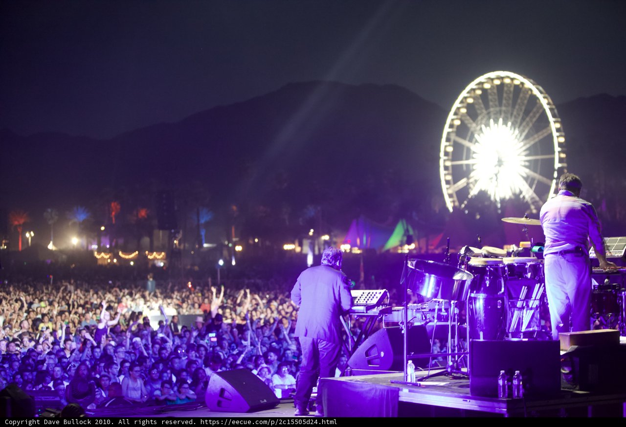 Nighttime Performance with Ferris Wheel Background
