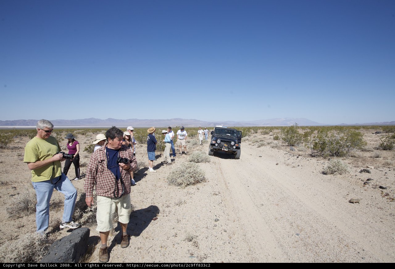 Desert Explorers Gather Along Remote Mojave Dirt Trail