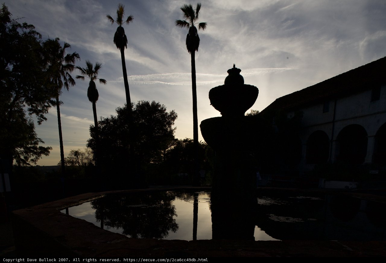 Palm Tree Fountain Silhouette