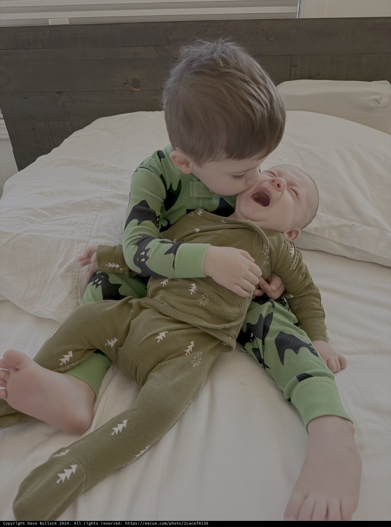 Brothers Sharing Sweet Moment on Bed