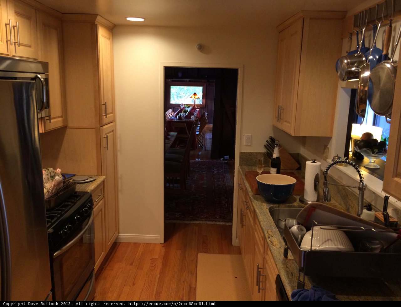 Hardwood Flooring and Dual Sinks Highlight a California Kitchen