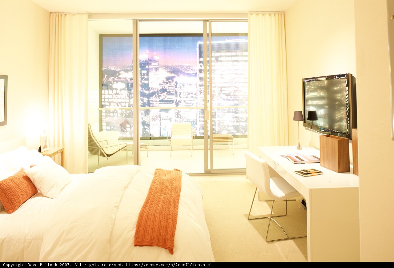 Cozy bedroom with modern technology