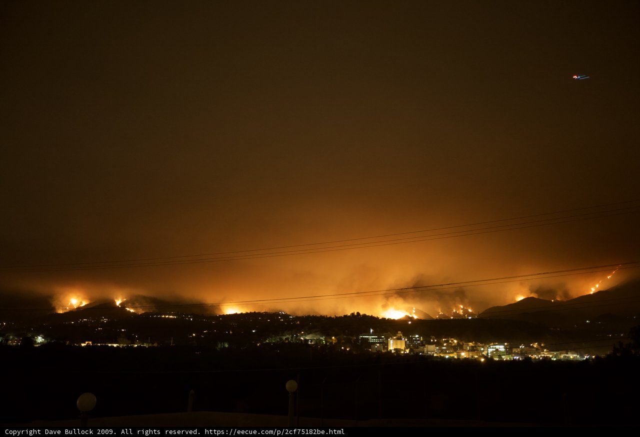 Aerial View of the Station Fire at Night
