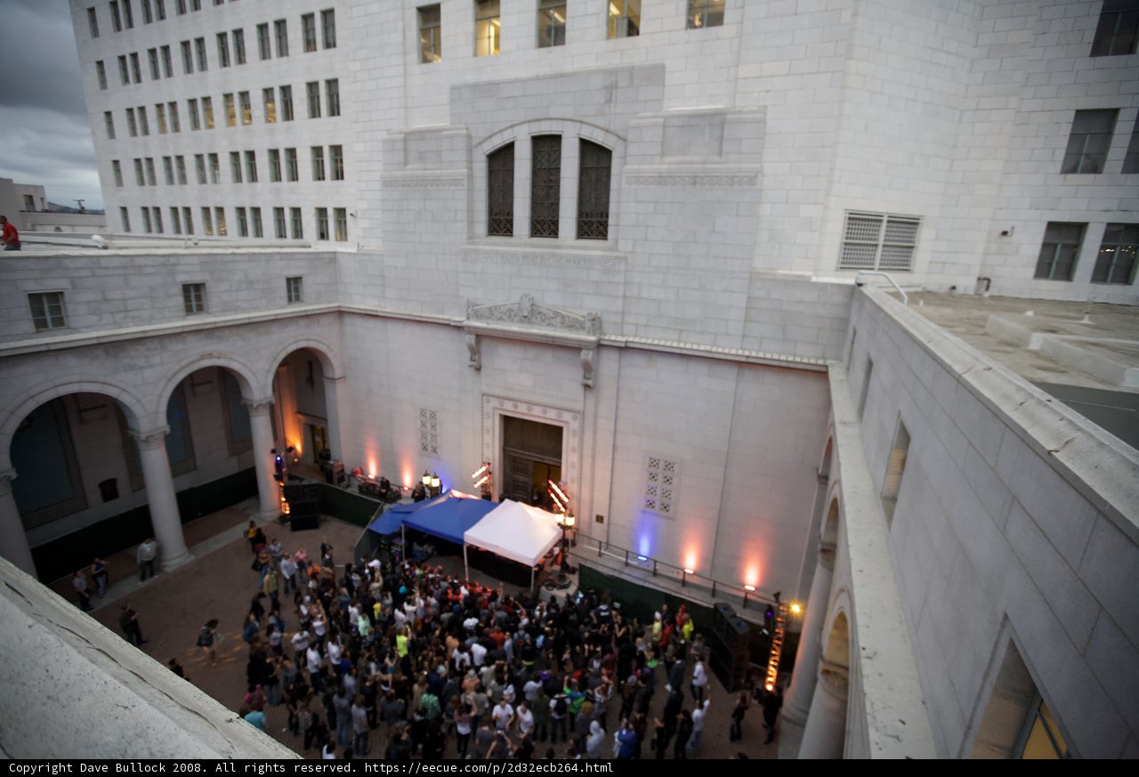 A Crowd Gathers at the Urban Office Building