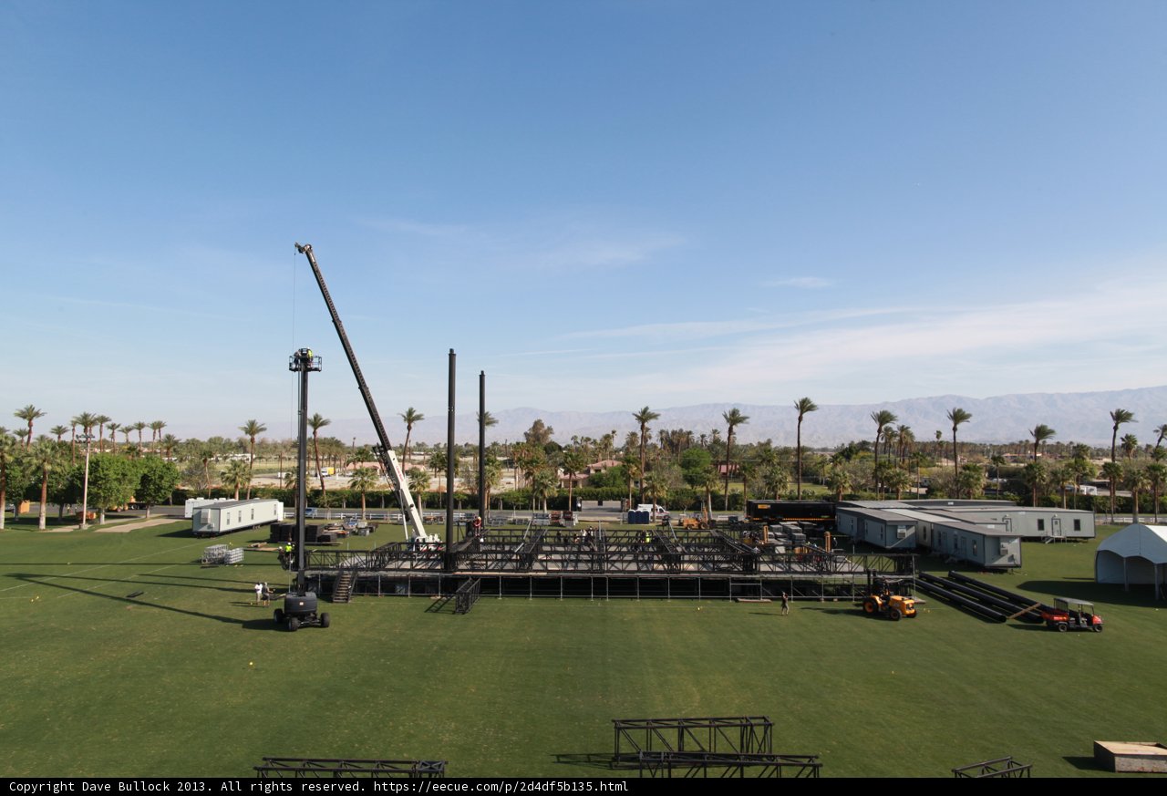 Stage setting with crane