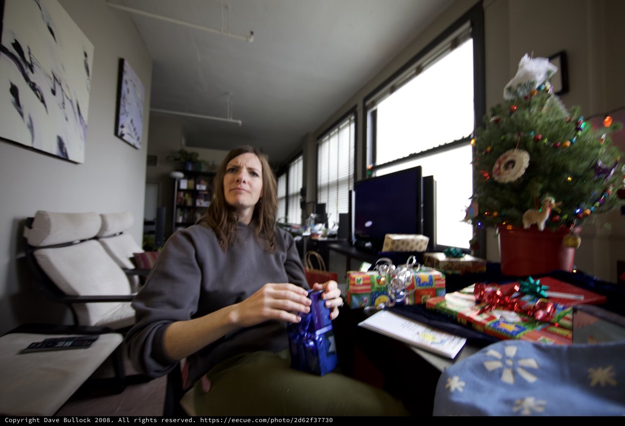 Christmas Morning Gift Opening in Urban Apartment