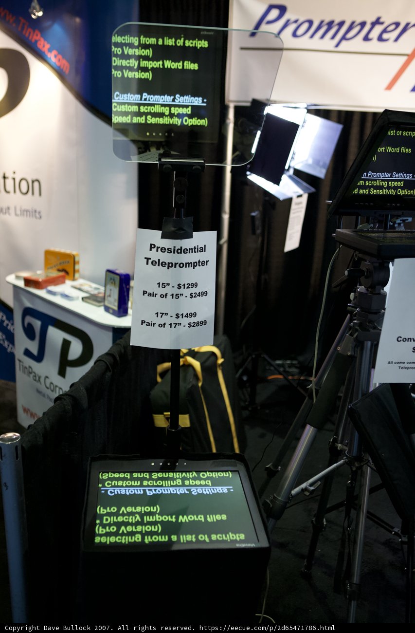 Computer monitor on a tripod stand