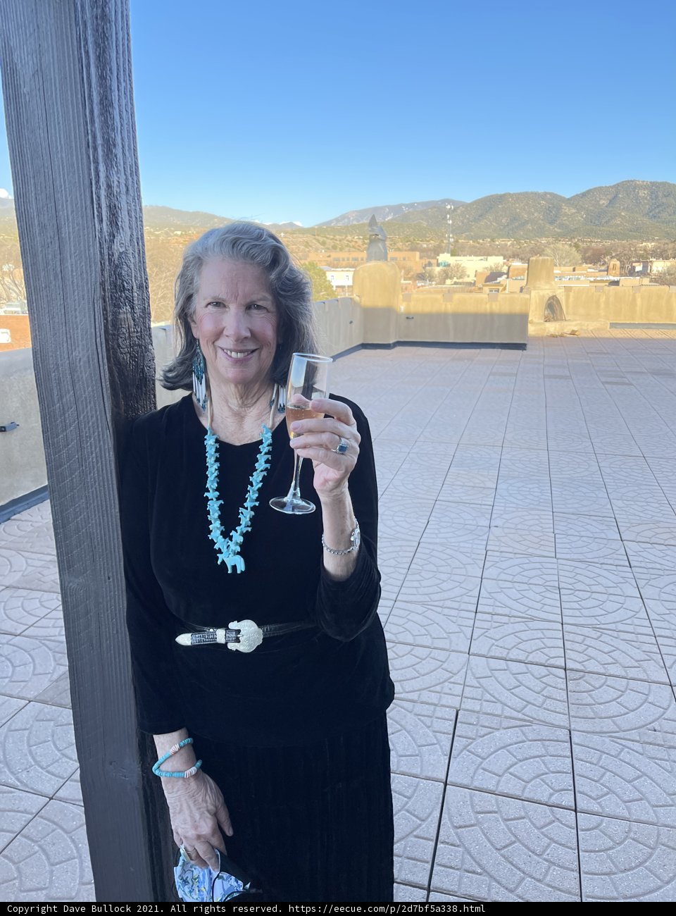 Patio Portrait: Rhoda B Enjoying Wine in Santa Fe