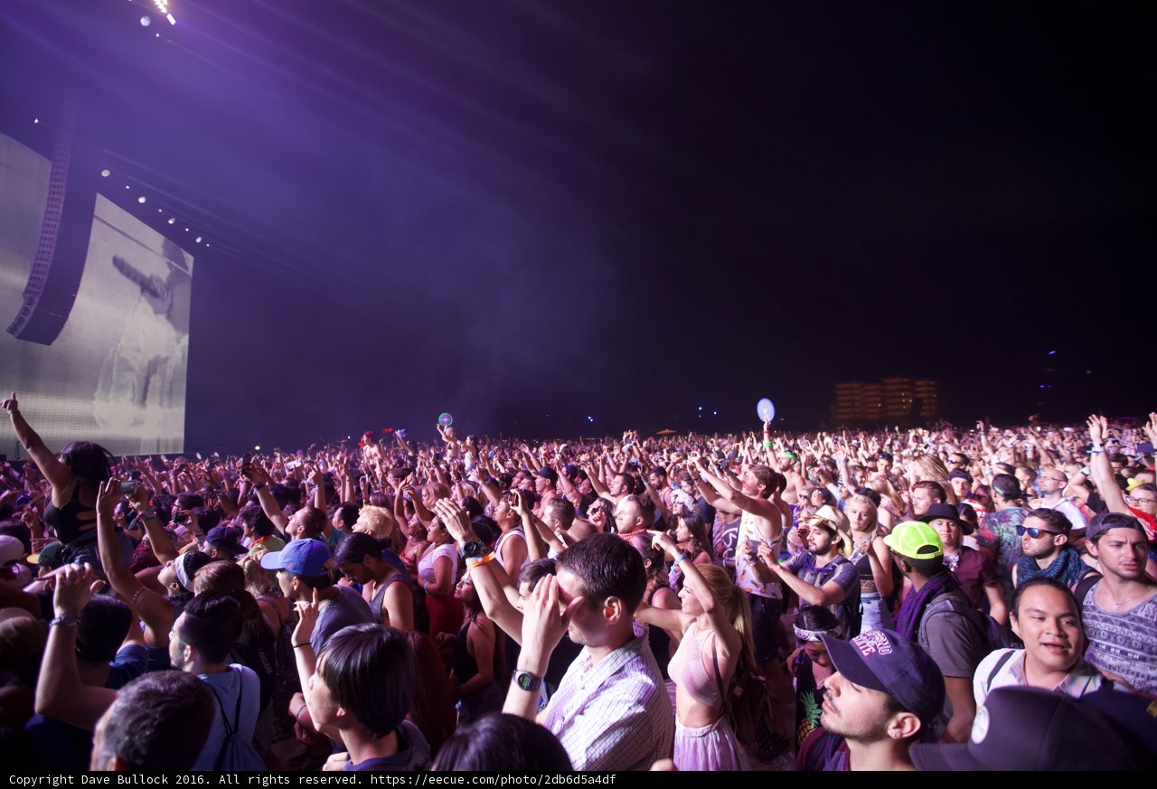Hands Up in the Night Sky: A Crowd at Coachella