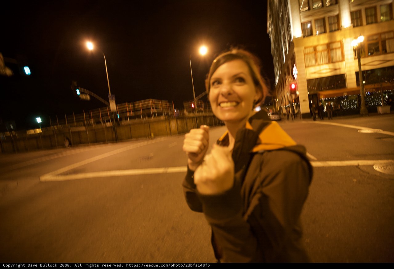 Joyful Celebration in the City Streets at Night