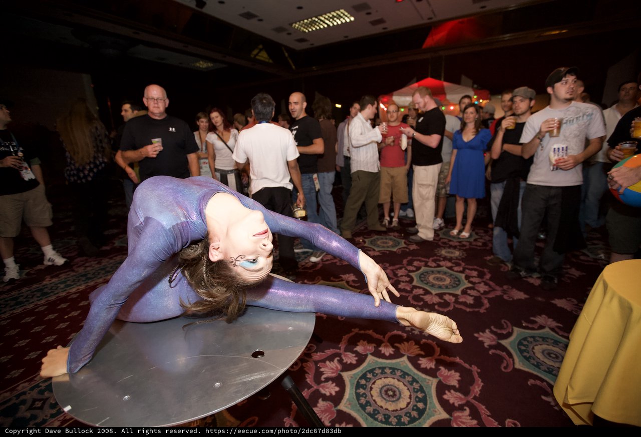Contortionist Performer Bends Backwards at Tech Party