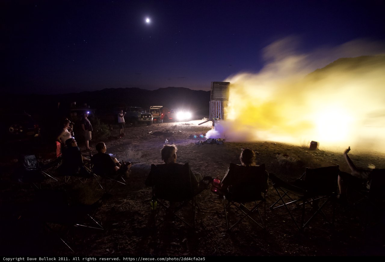 Night-time Rocket Launch Spectators