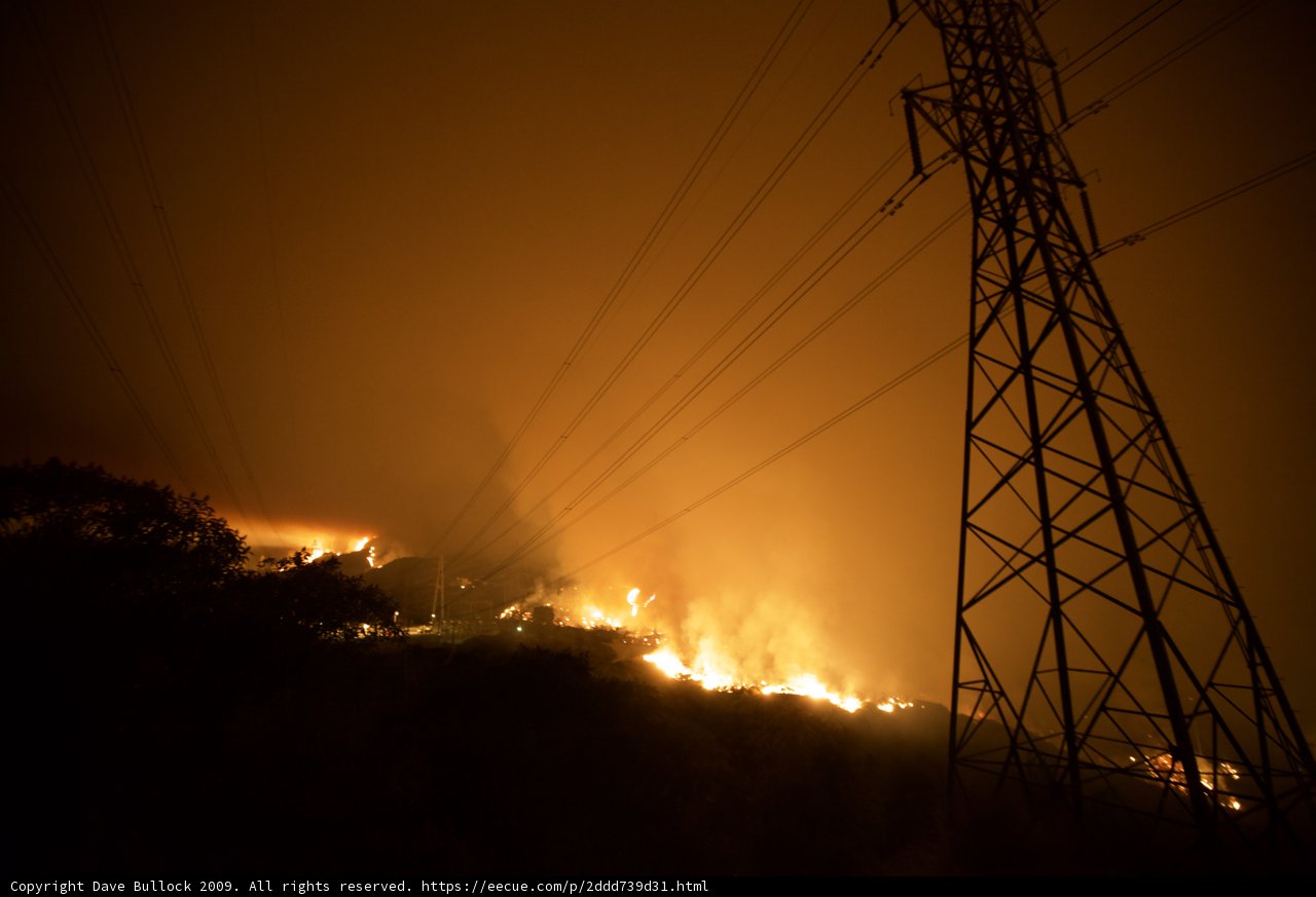 Blaze Threatening Power Lines and Towers