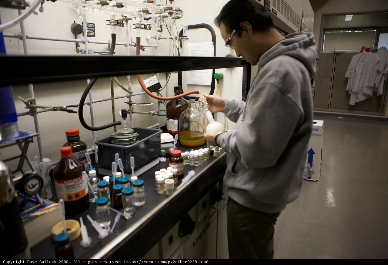 Lab Technician Working on Bottle