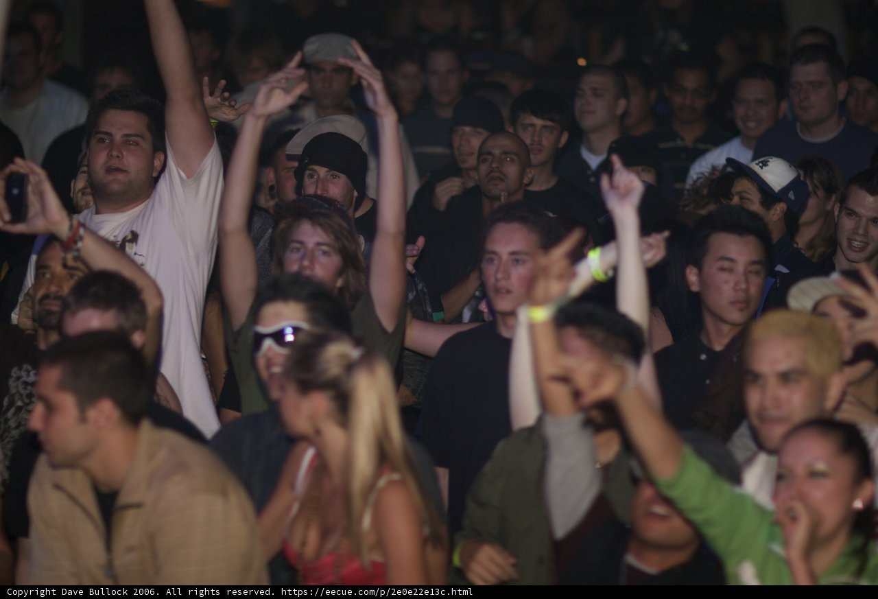 Urban concert crowd with hands up