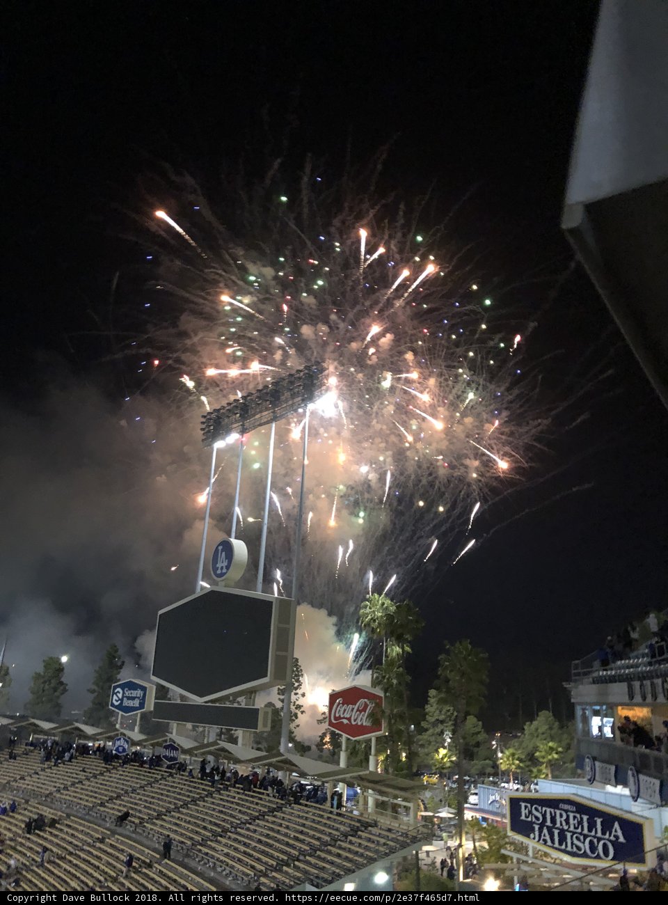 Fireworks Illuminating the Baseball Stadium
